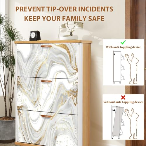 Shoe Cabinet with 3 Flip Drawers Wooden Storage for Entryway X55058