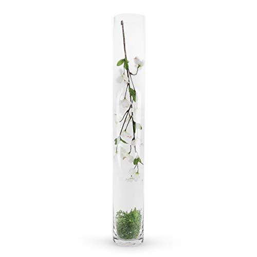 Tall Clear Cylinder Glass Vase for Flowers and Candles, 4" x 20" Z5471