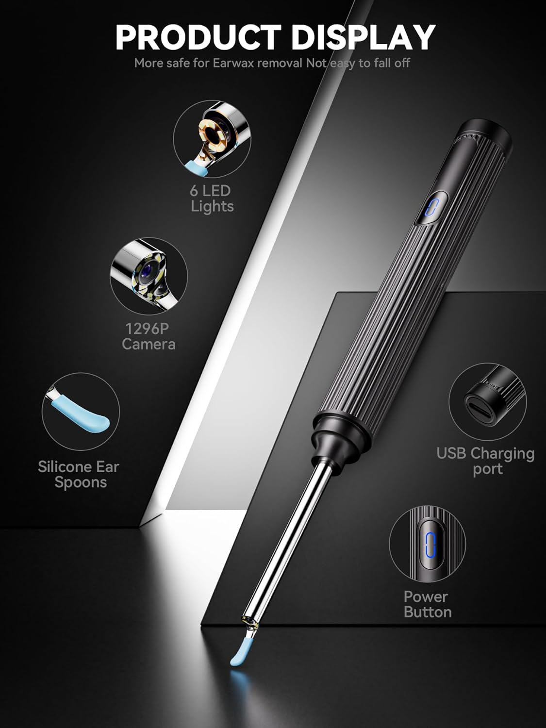 Ear Wax Removal Tool with 1296P HD Camera and 6 LED Lights Z9830