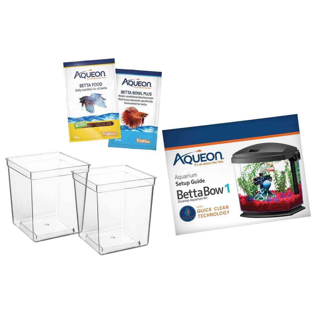 Betta Fish Aquarium Kit with Quick Clean Technology, Black T234198