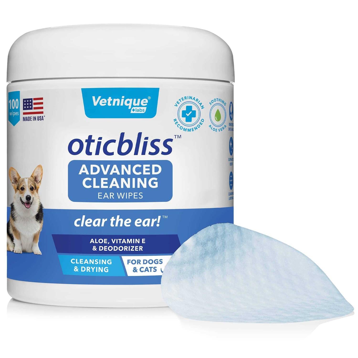Vetnique Labs Oticbliss Ear Wipes Advanced Cleaning - Pet Supplies online store