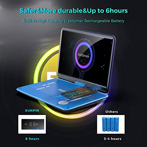 Portable DVD Player with 15.6" HD Swivel Screen, 6-Hour Rechargeable Battery, Black Z831110