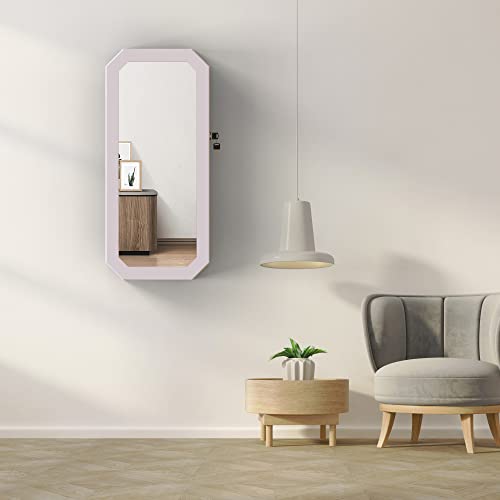 Octagon Wall Mounted Mirror Cabinet with Jewelry Storage B574