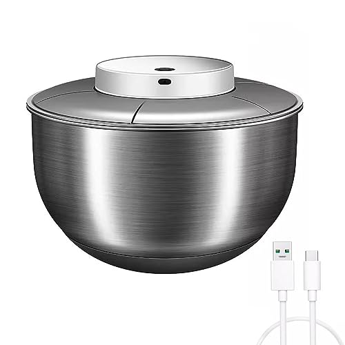 Automatic Electric Salad Spinner, 5L Type-C Rechargeable Lettuce Spinner Stainless Steel Salad Rotator Lettuce Washer and Spinner Dryer for Salad Greens, Lettuce, Fruits and Vegetables