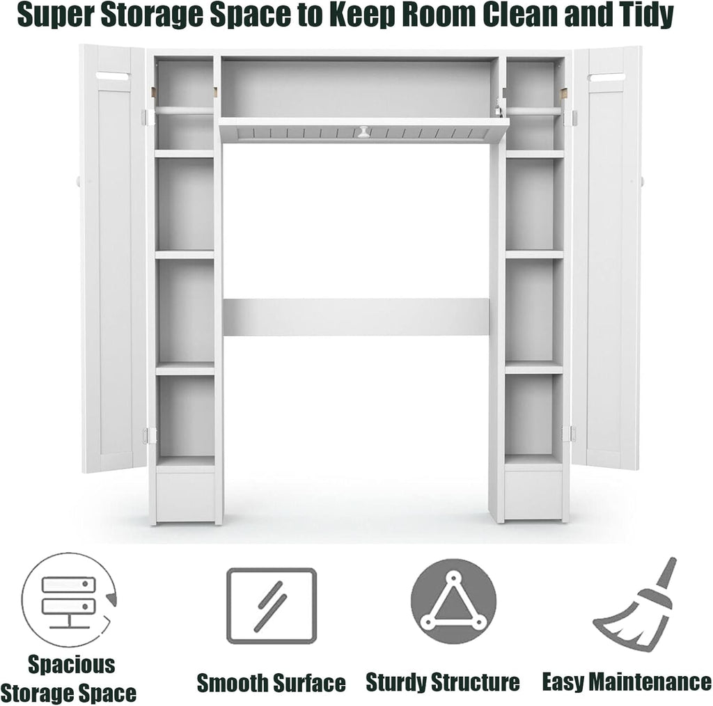 Freestanding Over The Toilet Cabinet with 2 Side Doors, White Y661