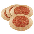 Light & Pro Farmhouse Beaded Placemats 13 Inch Round Set of 4 - Decorative Glitz Christmas Beaded Charger Hand Made by Skilled Artisans - A Beautiful Complement to Your Dinner Table Décor - Gold