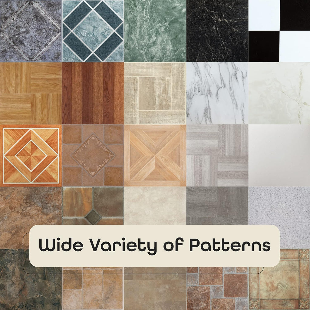 Self-Adhesive 12-Inch Vinyl Floor Tiles, 20 Tiles, Parquet Pattern, Peel & Stick for Kitchen, Dining Room, Bedrooms & Bathrooms J669802