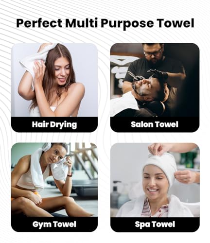 White Cotton Hand Towels for Bathroom, Spa & Gym - 100% Absorbent, 16x27 Inches, 24 Pack D82145