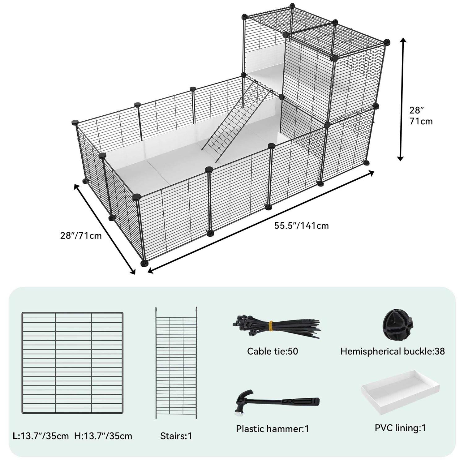 Guinea Pig Cage with Waterproof Plastic Liner Playpen for Small Animals U734