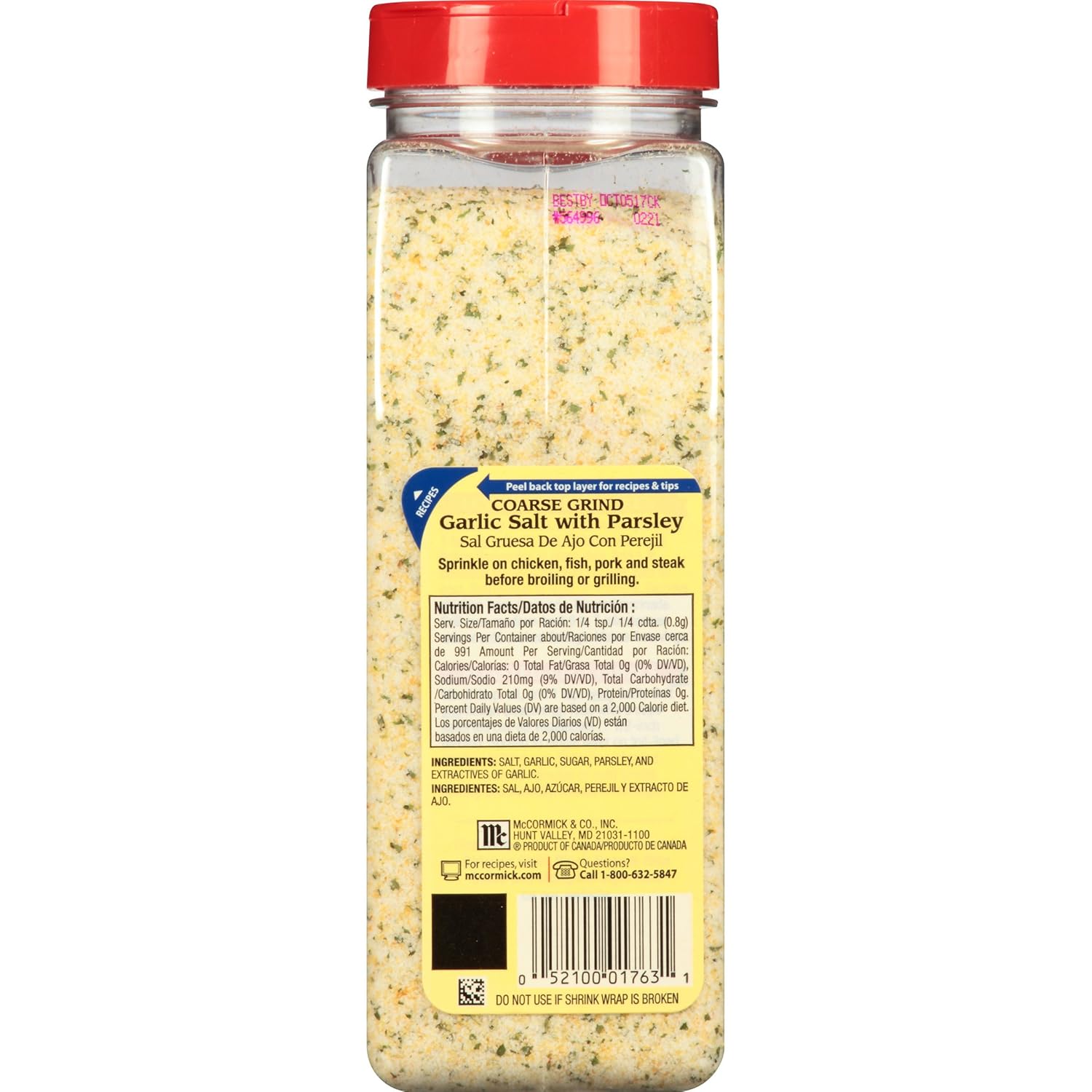 Coarse Grind Garlic Salt with Parsley, 28 oz H8541