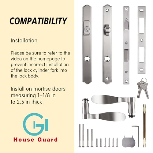 Hinged Patio Door Lever Handle with Mortise Lock Set L869