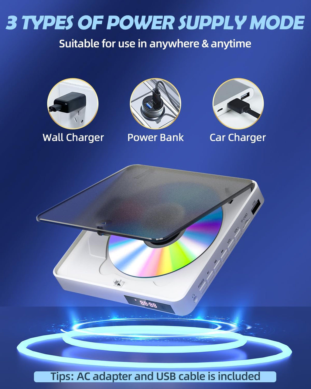 1080P Mini DVD Player for TV with HDMI, RCA Cable, Remote Control, USB and CD Support G5477