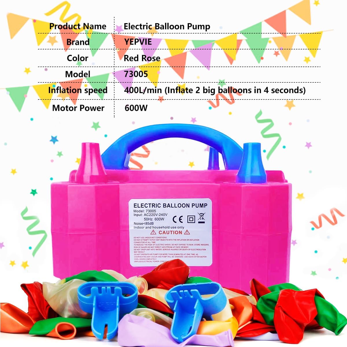 Portable Electric Balloon Pump with 2 Modes, Inflator for Party Decoration C170956