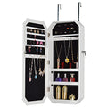 Full Mirror Octagon Storage Mirror Cabinet Door/Wall Mounted Mirror with Jewelry Storage Makeup Mirror Fashion Simple Jewelry Storage Mirror Cabinet for Bathroom Bedroom White