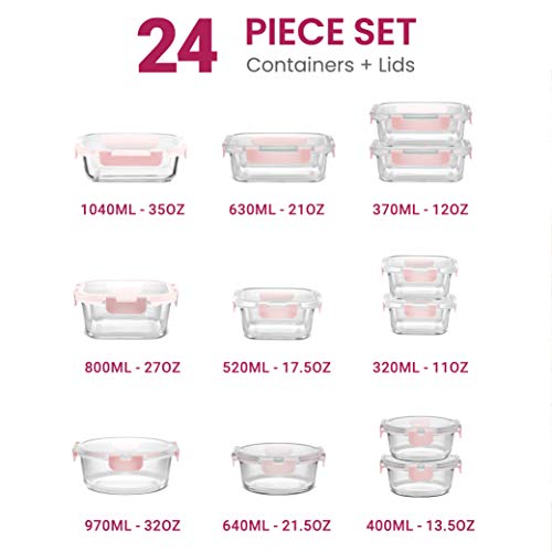 24 Piece Glass Storage Containers with Lids, Dishwasher Safe Z583387