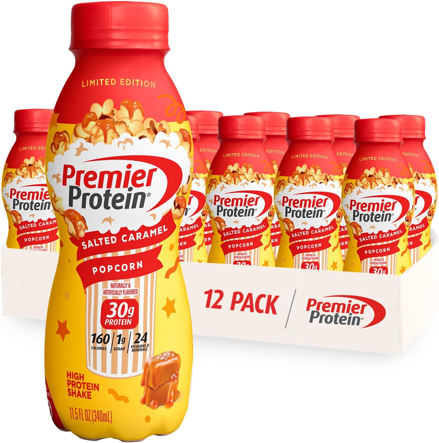 Protein Shake Salted Caramel Popcorn and Cake Batter, 30g Protein, 12 Pack O632
