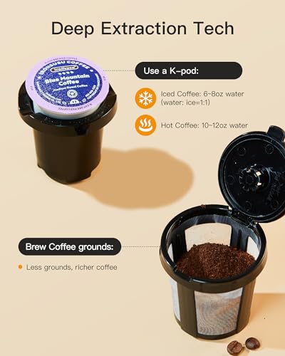 Single Serve Coffee Maker for K Cup and Ground, Mini Compact Machine B737