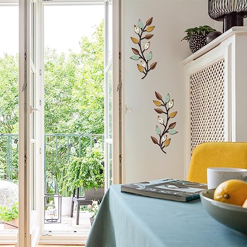 Metal Tree Leaf Wall Decor Set of 2 for Living Room O140