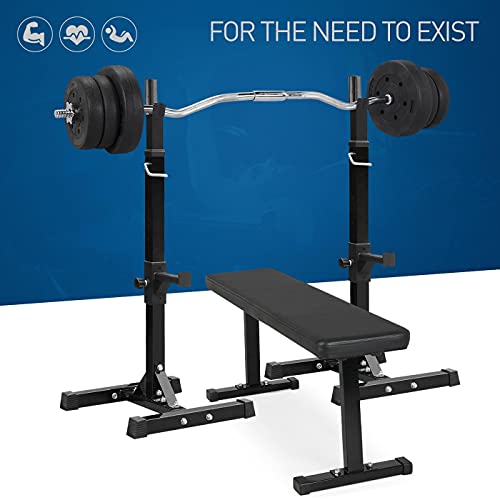 Olympic Curl Bar & 6 Weight Plates & 2 Barbell Clamps, 55LB Set V304