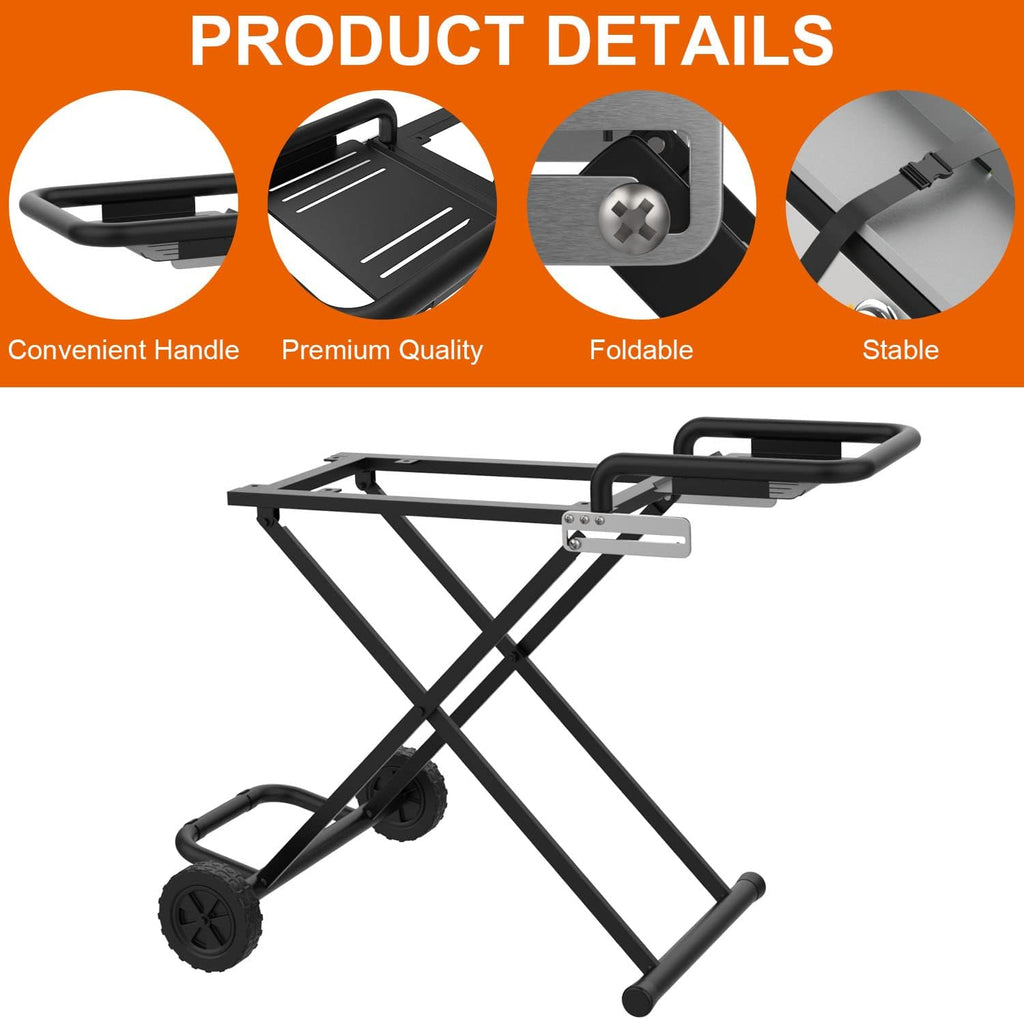 Portable Folding Grill Cart Stand with Side Shelf for 17 & 22 Inch Table Top Griddles C11809
