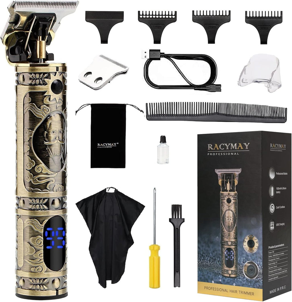 Professional Hair Trimmer for Men Beard Trimmer for Men Cordless T Blade Trimmers for Barbers Retro Mens Grooming Trimmers for Thick&Hard Hair LED Display