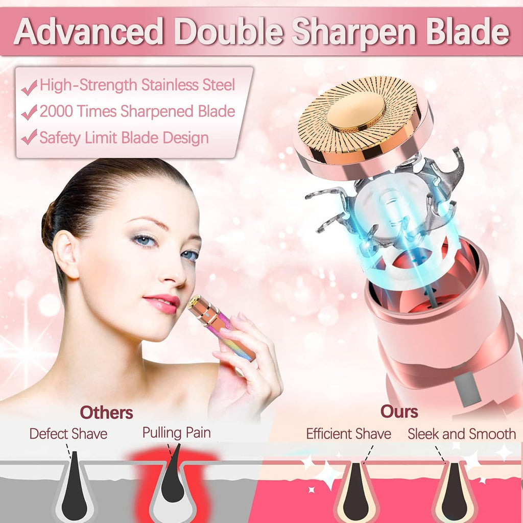 Facial Hair Remover for Women, Rechargeable 2-in-1 Trimmer with LED Light J801570