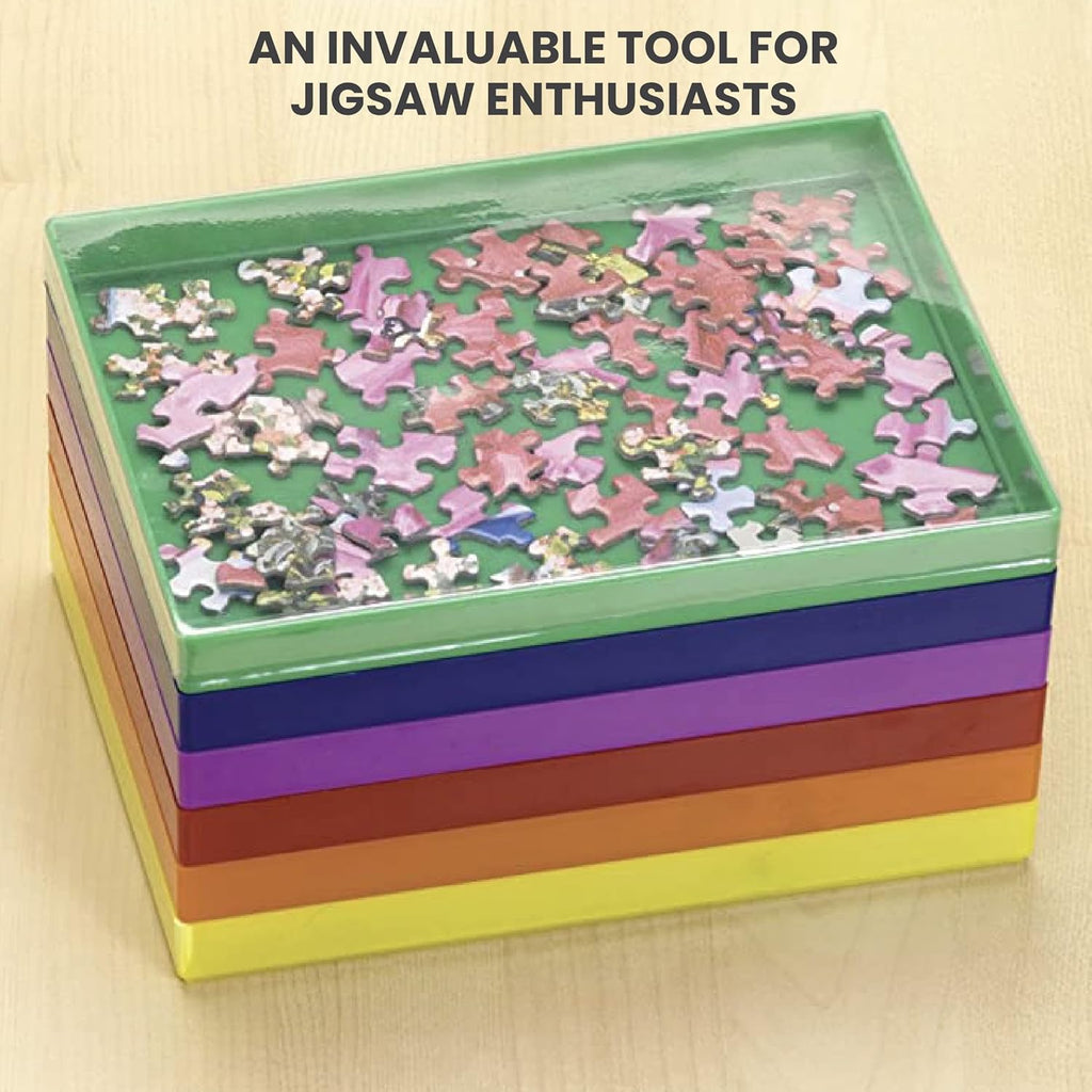 Stackable Sorting Trays for Jigsaw Puzzle Pieces, Pack of 6 N37083