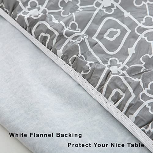 Round Vinyl Fitted Tablecloth with Flannel Backing Elastic Edge Waterproof T968