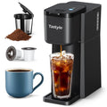 Mini Single Serve Iced and Hot Coffee Maker for K Cup and Ground, 6 to13 Oz Brew Sizes, with Recipe Book, One Cup Small Pod Coffee Makers for Home, RV and Office