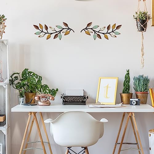Metal Tree Leaf Wall Decor Set of 2 for Living Room O140
