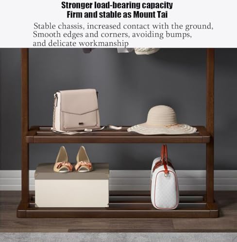 Solid Wood Coat Stand with Storage Shelves N3193