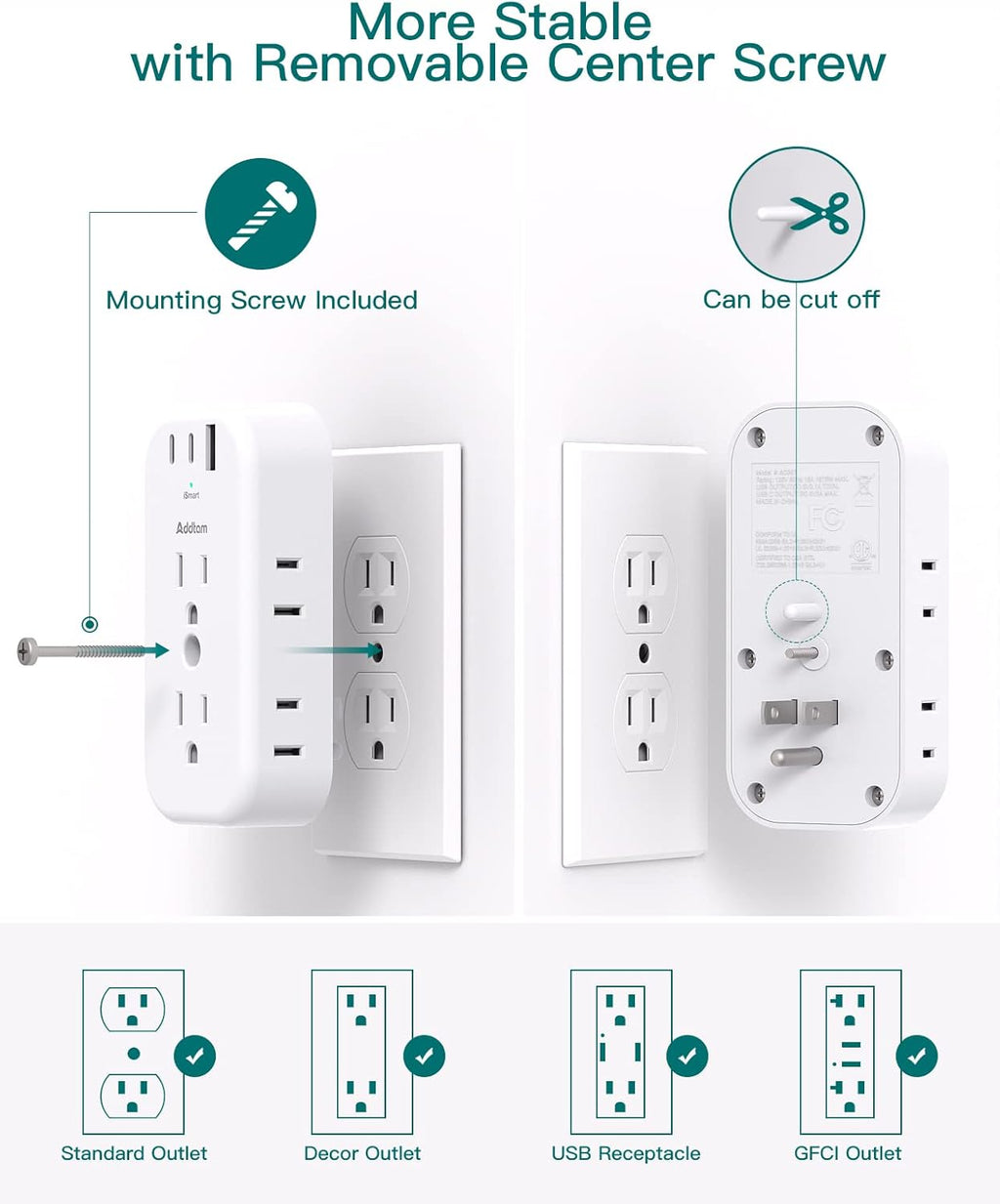 6 Outlet Splitter with 3 USB Wall Charger, Surge Protector Plug Expander I70230