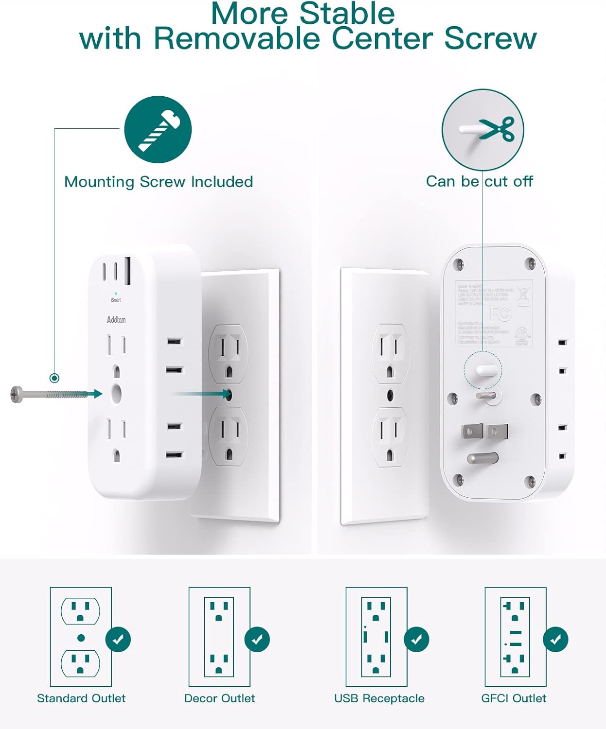 6 Outlet Splitter with 3 USB Wall Charger, Surge Protector Plug Expander I70230