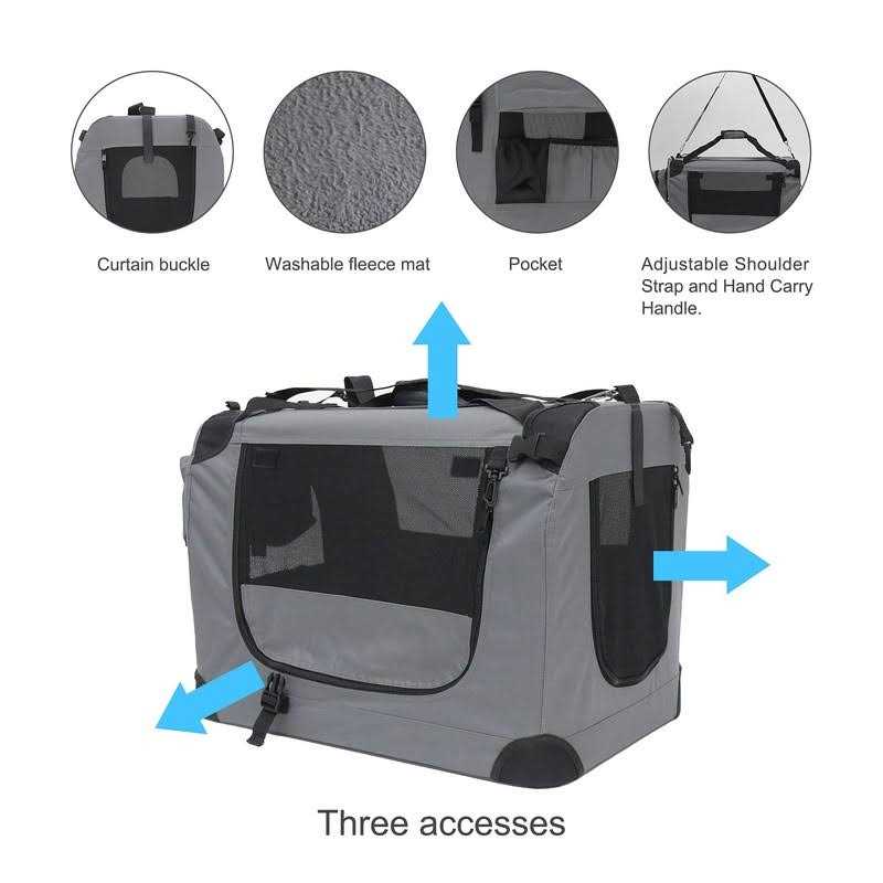 Large Cat Carrier Soft-Sided Portable Pet Crate for Car Traveling with Collapsible Litter Box and Bowl W975639