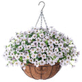 Artificial Fake Hanging Plants Flowers Basket for Outdoor Outside Porch Summer Decoration, Faux Silk Hotpink Dasiy UV Resistant Realistic in Planter for Home Patio Garden Yard