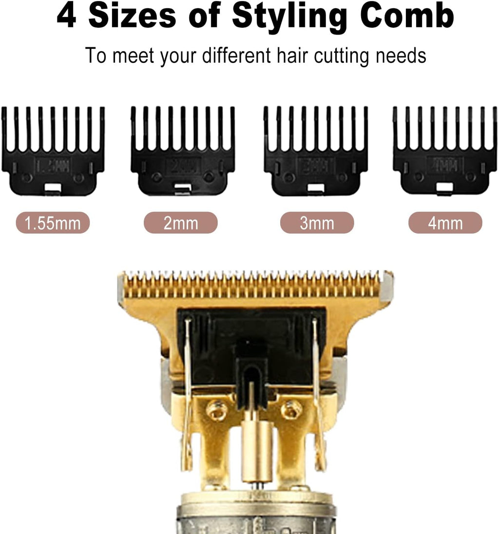 Cordless Hair & Beard Trimmer with 4 Guide Combs, Rechargeable T-Blade Edger S1367