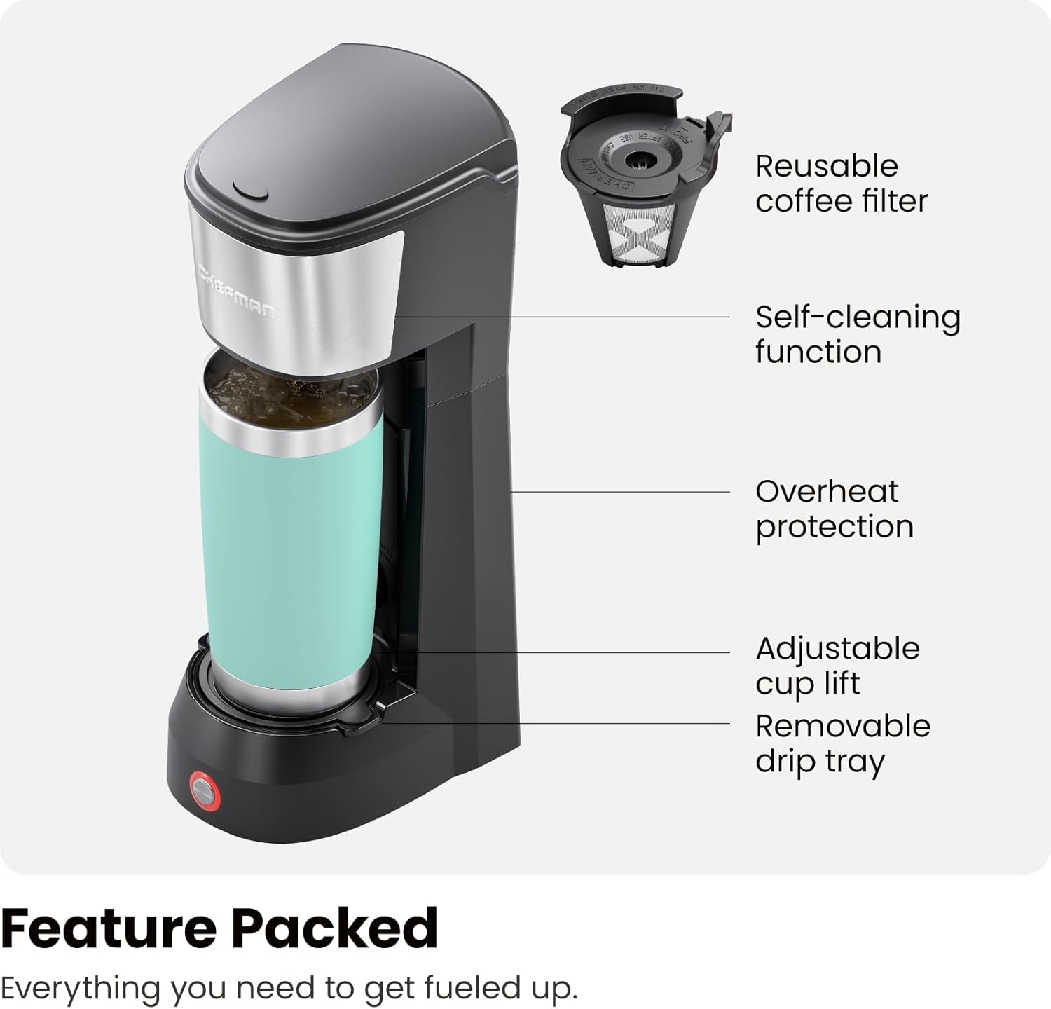 Single Serve Coffee Maker, K Cup Coffee Machine with Ground Coffee Option N88702