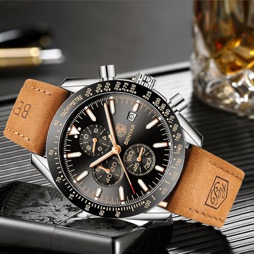 Mens Analog Quartz Chronograph Waterproof Wrist Watch with Calendar I562348