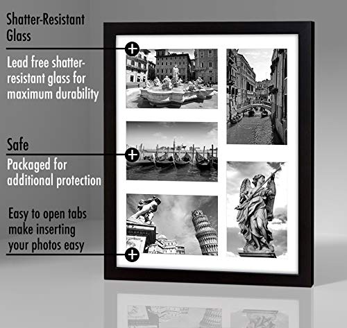 11x14 Collage Picture Frame with Shatter-Resistant Glass for Five 4x6 Photos P268914