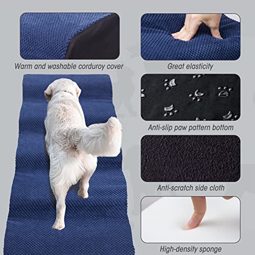 Foam 5 Tier Dog Steps for High Beds, Extra Wide Non-Slip Pet Stairs for Small Older Dogs Cats I4454