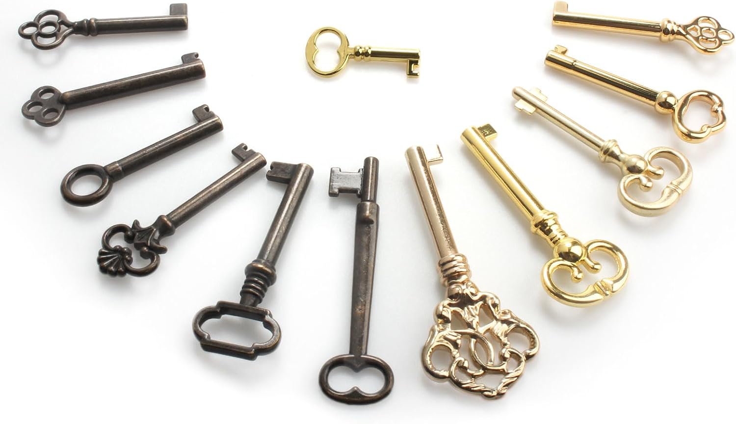 12-Key Universal Replacement Skeleton Keys Kit for Antique Furniture and Cabinets P6804