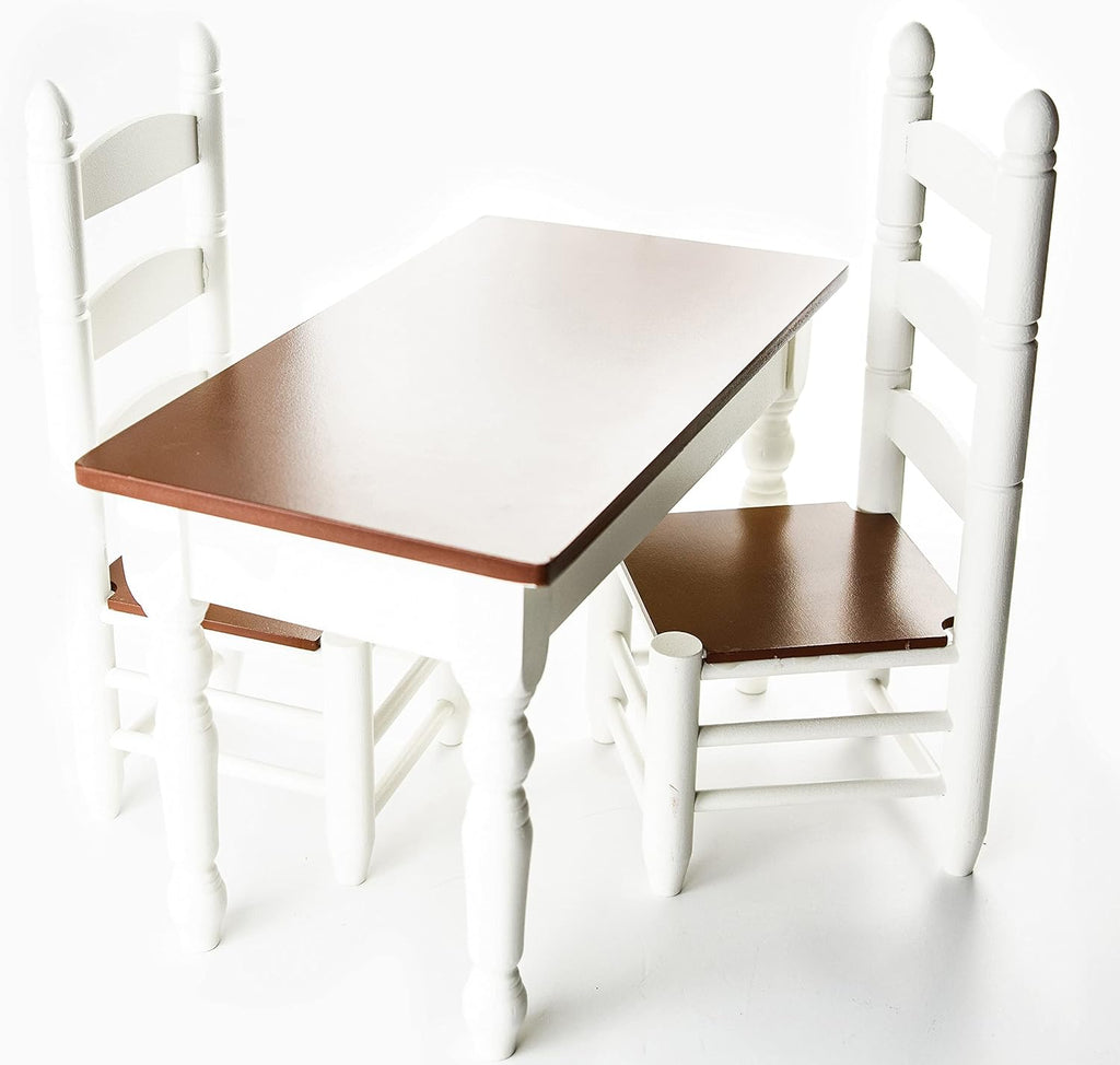 18 Inch Doll Furniture Wooden Kitchen Table and Two Chairs C4899