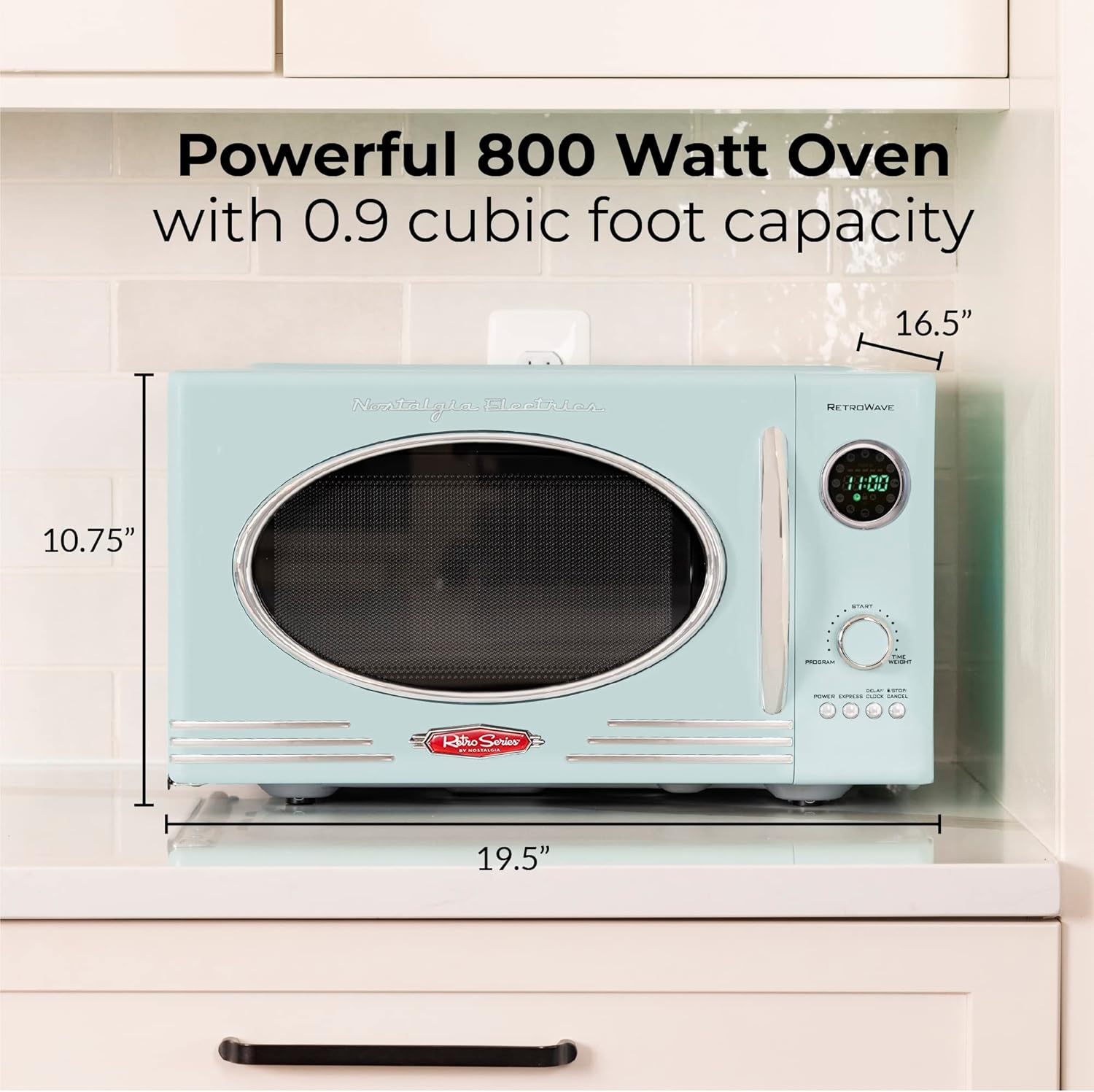 Retro Countertop Microwave Oven with LED Digital Display and Coffee Maker U81392