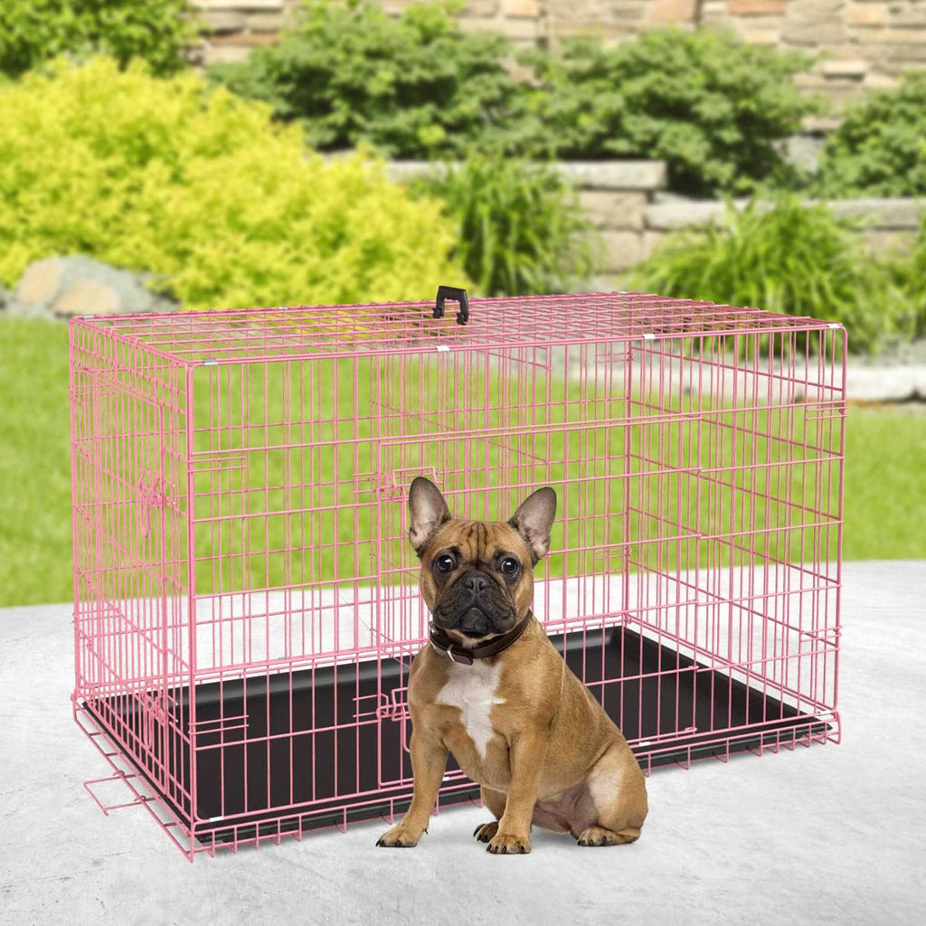 Folding Wire Dog Crate with Double-Door for Large Dogs, Indoor and Outdoor Use O3010