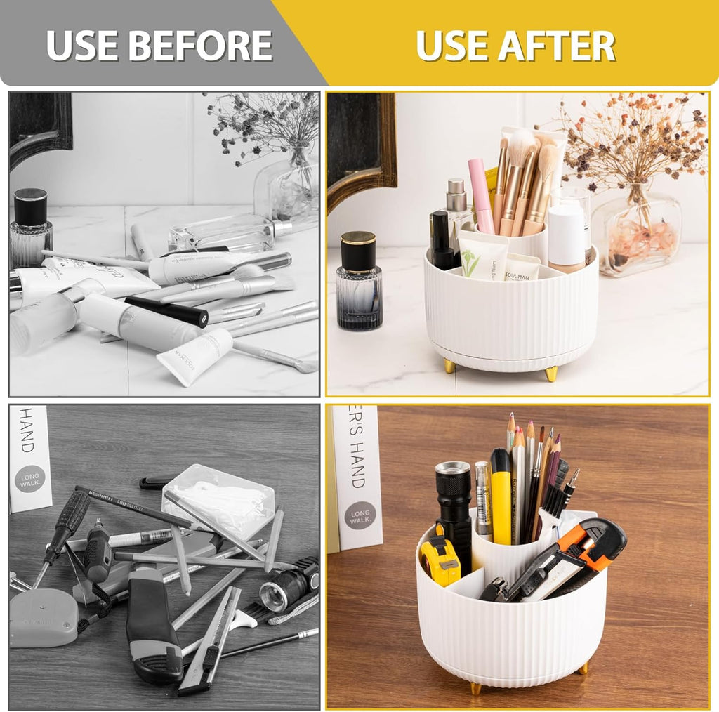 Makeup Brush Holder, Rotating Cosmetic Organizer for Desk C5232