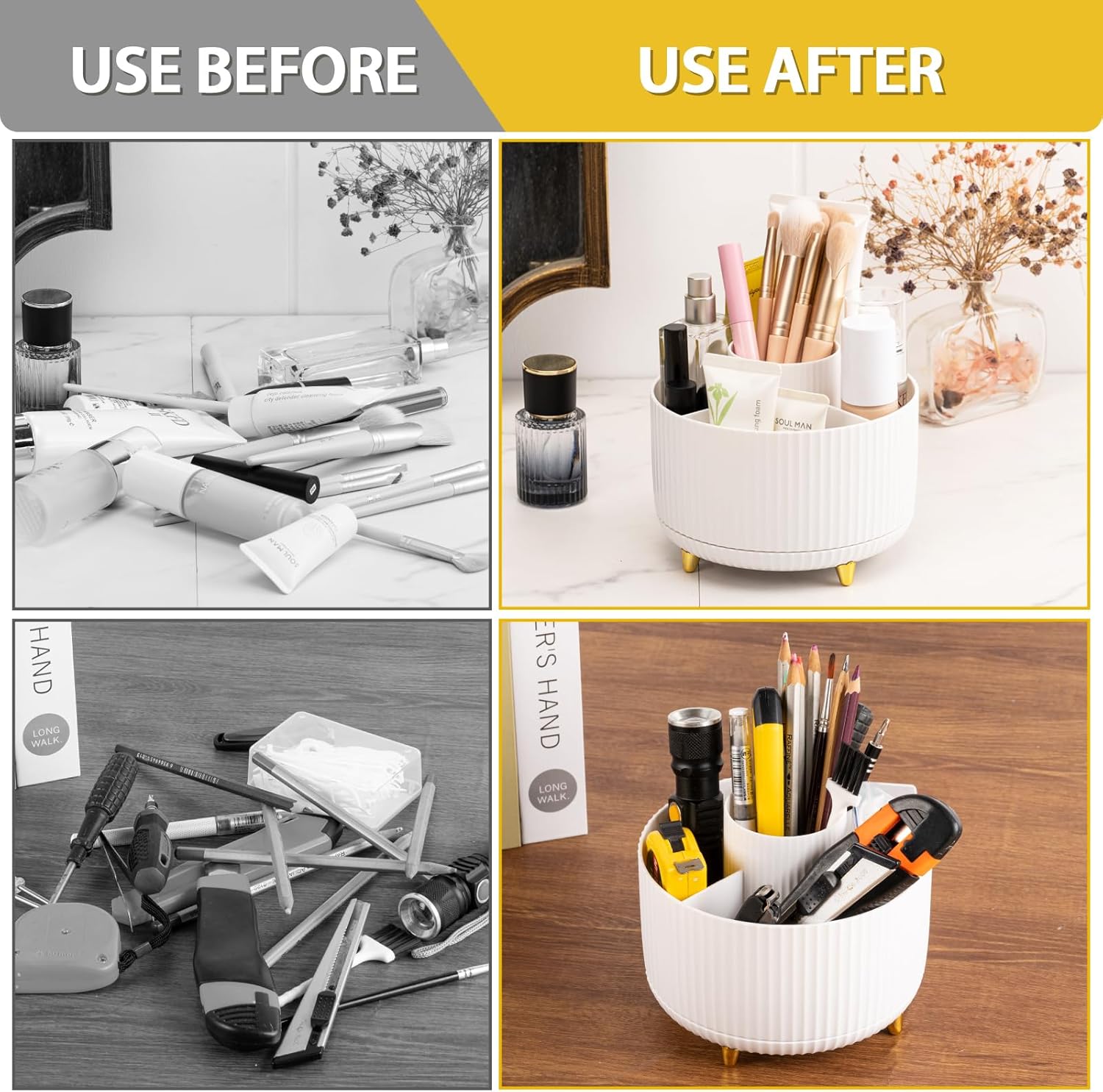 Makeup Brush Holder, Rotating Cosmetic Organizer for Desk C5232