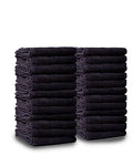 Salon Towel, Pack of 24 (Not Bleach Proof, 16 x 27 Inches) Highly Absorbent Cotton Towels for Hand, Gym, Beauty, Spa, and Home Hair Care, Black