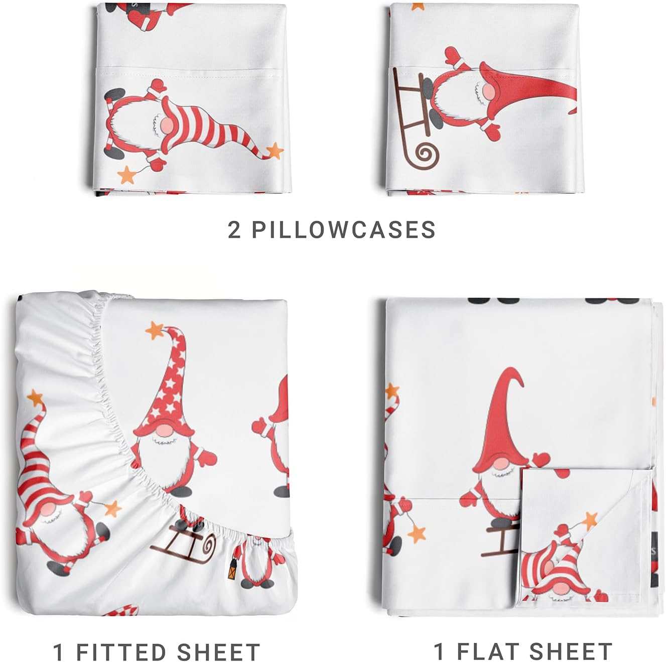 Christmas Sheets 4 Piece Deep Pocket Bedding Set Soft Wrinkle Free V870745