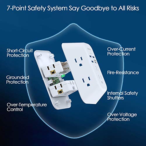 USB Wall Charger Surge Protector, 5 Outlet Extender with 4 USB Ports Y6391
