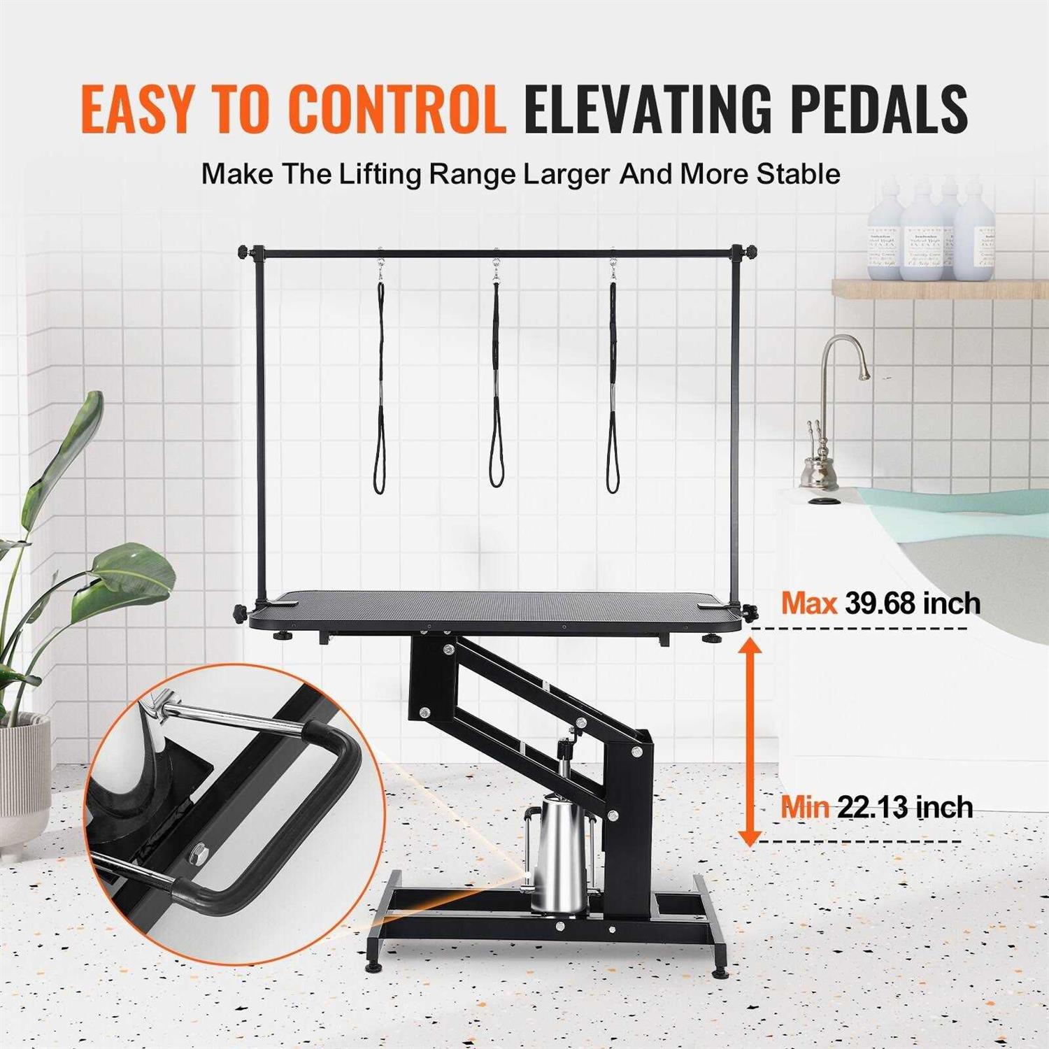 Hydraulic Pet Grooming Table with Grooming Arm for Medium and Small Dogs N607342